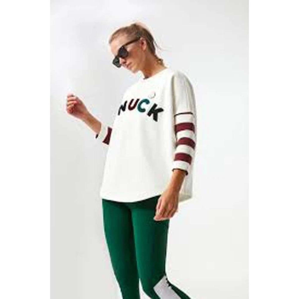 Tuckernuck Ally Varsity Swing Sweatshirt XS White Oversize Country Club Preppy